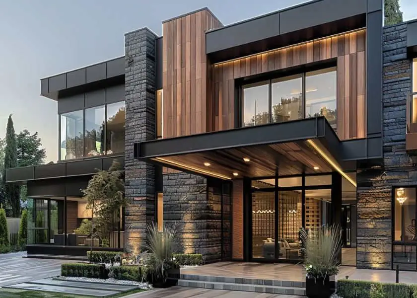 Desain Rumah Minimalis 2 Lantai dengan Aksen Kayu